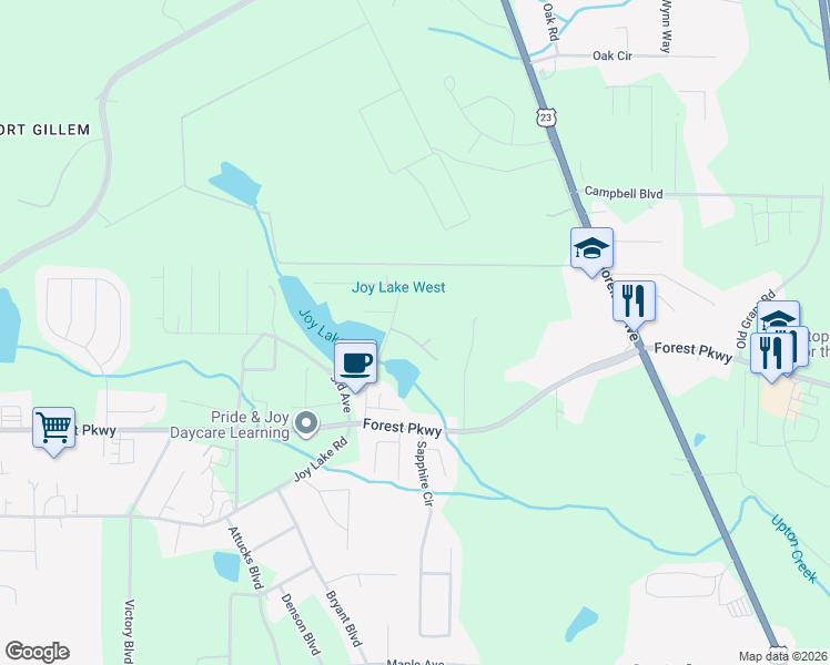 map of restaurants, bars, coffee shops, grocery stores, and more near 2298 Shady Drive in Morrow