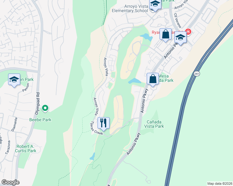 map of restaurants, bars, coffee shops, grocery stores, and more near 5 Telliz in Rancho Santa Margarita
