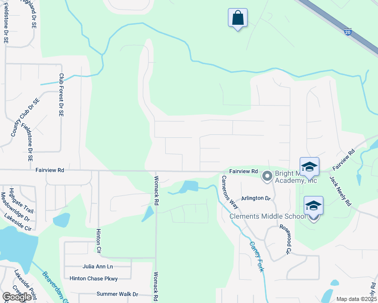 map of restaurants, bars, coffee shops, grocery stores, and more near 25 Magnolia Walk in Covington