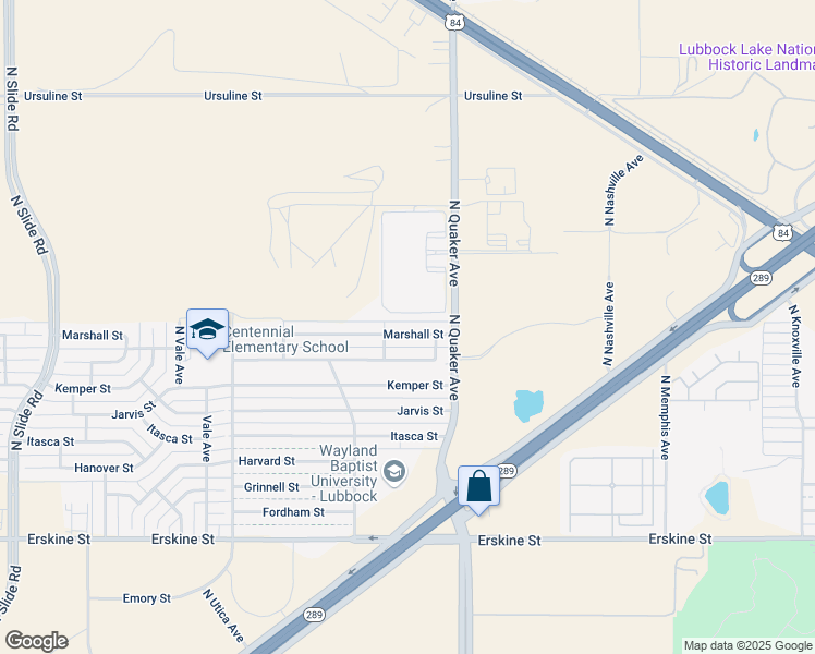 map of restaurants, bars, coffee shops, grocery stores, and more near 4416 Marshall Street in Lubbock