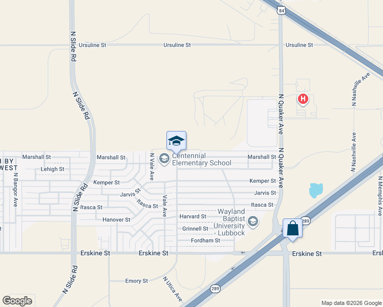 map of restaurants, bars, coffee shops, grocery stores, and more near 4711 Marshall Street in Lubbock