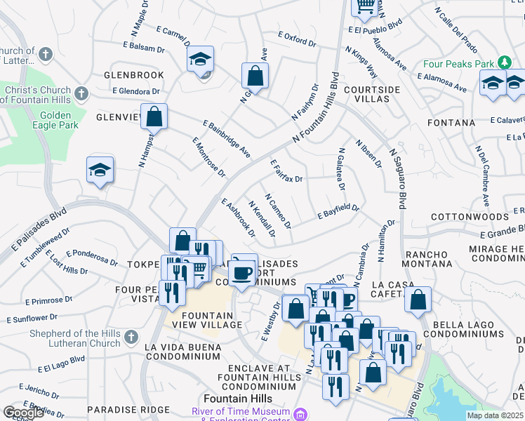 map of restaurants, bars, coffee shops, grocery stores, and more near 14016 North Kendall Drive in Fountain Hills