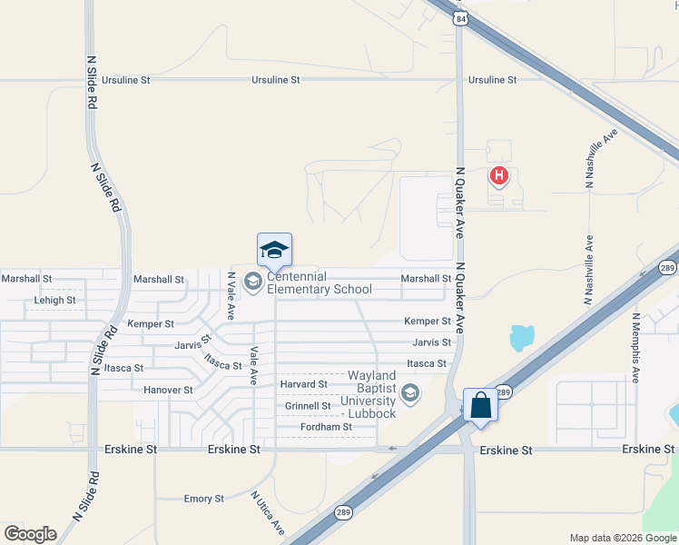 map of restaurants, bars, coffee shops, grocery stores, and more near 4535 Marshall Street in Lubbock