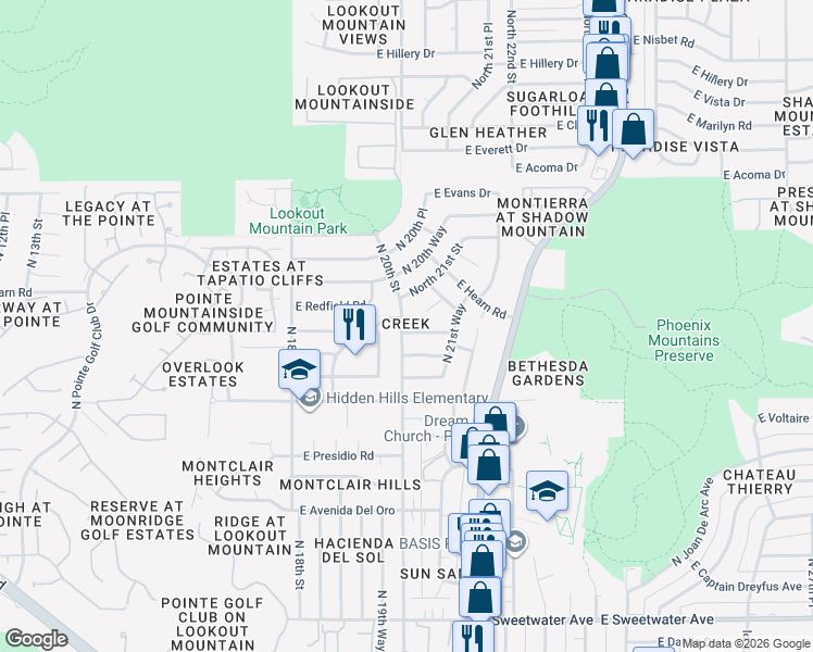 map of restaurants, bars, coffee shops, grocery stores, and more near in Phoenix