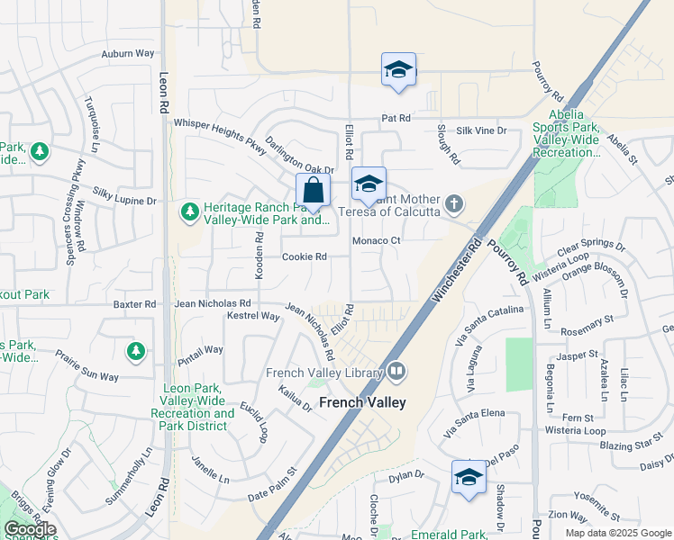 map of restaurants, bars, coffee shops, grocery stores, and more near 34900 Old Vine Road in Winchester