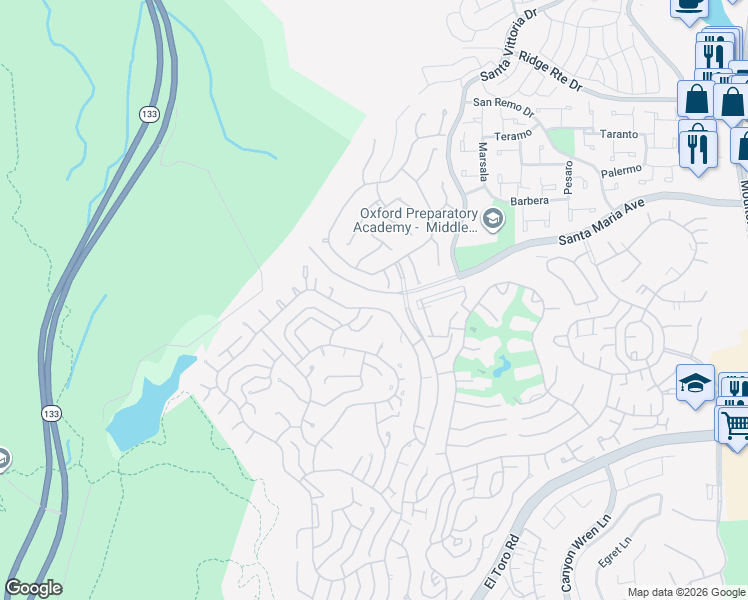 map of restaurants, bars, coffee shops, grocery stores, and more near 5324 Bahia Blanca West in Laguna Woods