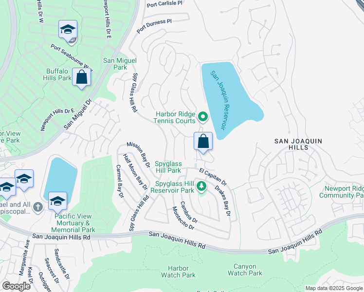 map of restaurants, bars, coffee shops, grocery stores, and more near 15 San Sebastian in Newport Beach