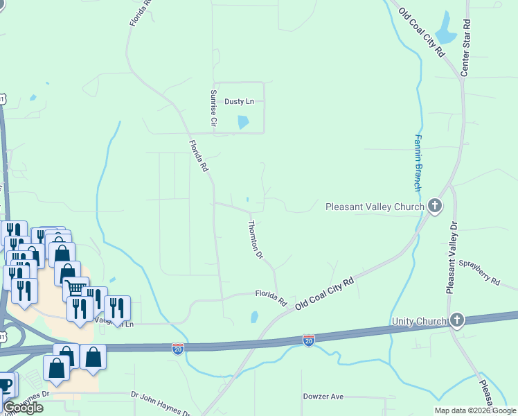 map of restaurants, bars, coffee shops, grocery stores, and more near 64 Shell Lane in Pell City