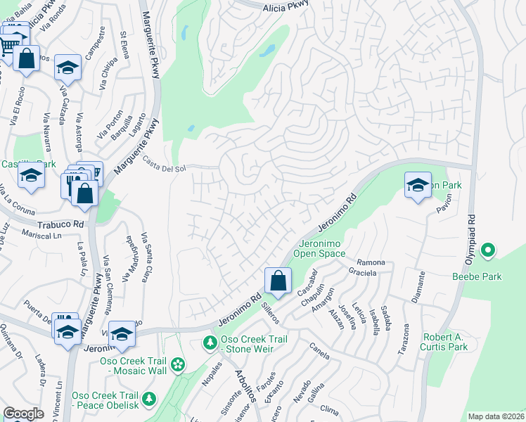 map of restaurants, bars, coffee shops, grocery stores, and more near 27865 Espinoza in Mission Viejo