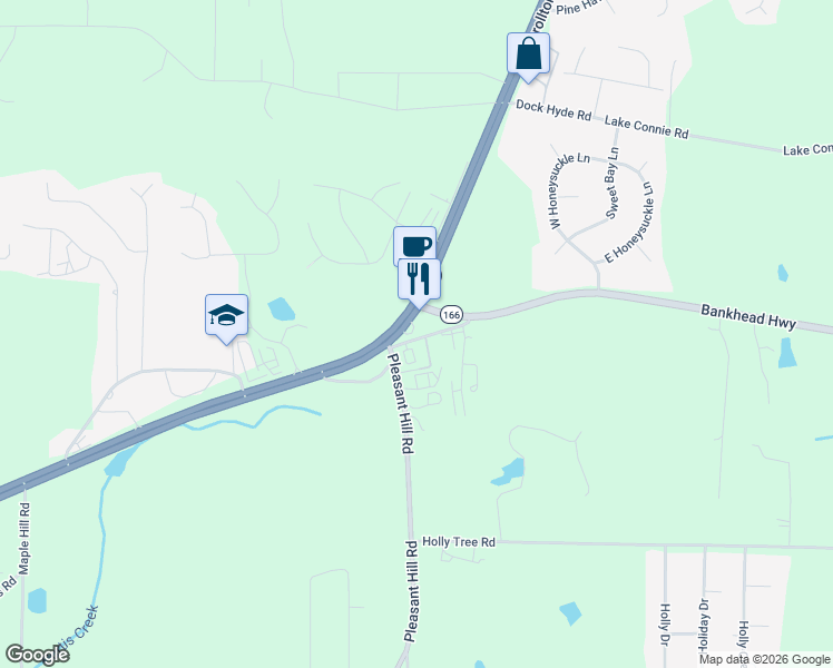 map of restaurants, bars, coffee shops, grocery stores, and more near 2485 Bankhead Highway in Carrollton