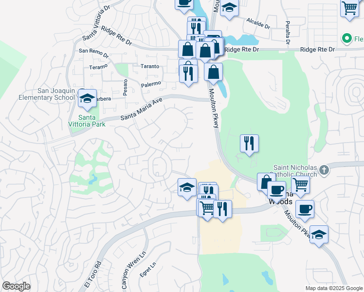 map of restaurants, bars, coffee shops, grocery stores, and more near 3048 Via Serena in Laguna Woods