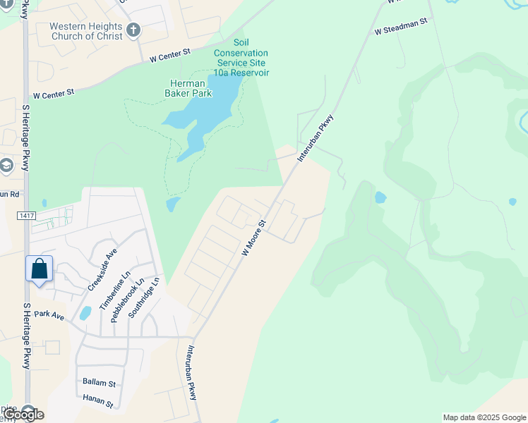 map of restaurants, bars, coffee shops, grocery stores, and more near 1800-2274 West Moore Street in Sherman