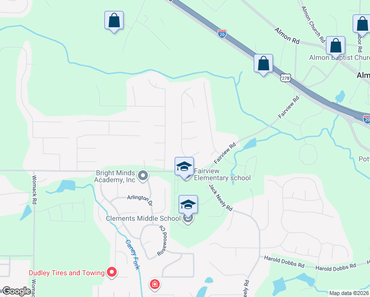 map of restaurants, bars, coffee shops, grocery stores, and more near 60 Winchester Drive in Covington