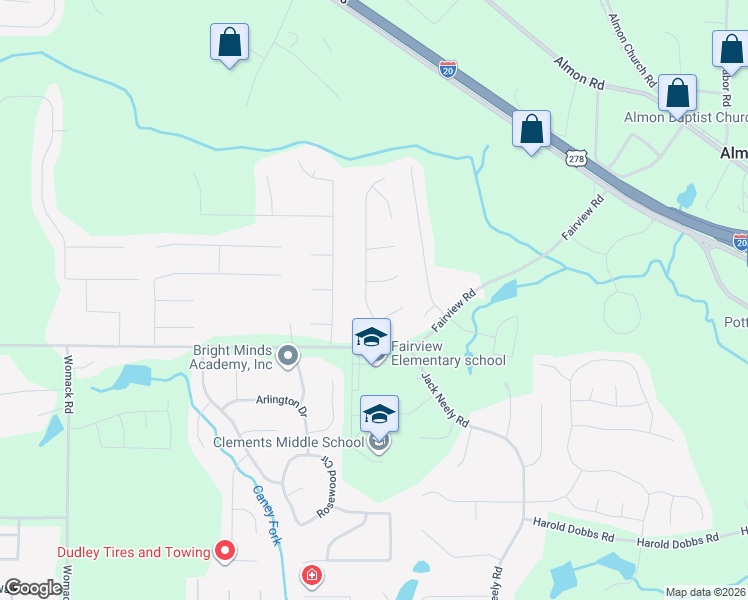 map of restaurants, bars, coffee shops, grocery stores, and more near 60 Winchester Drive in Covington