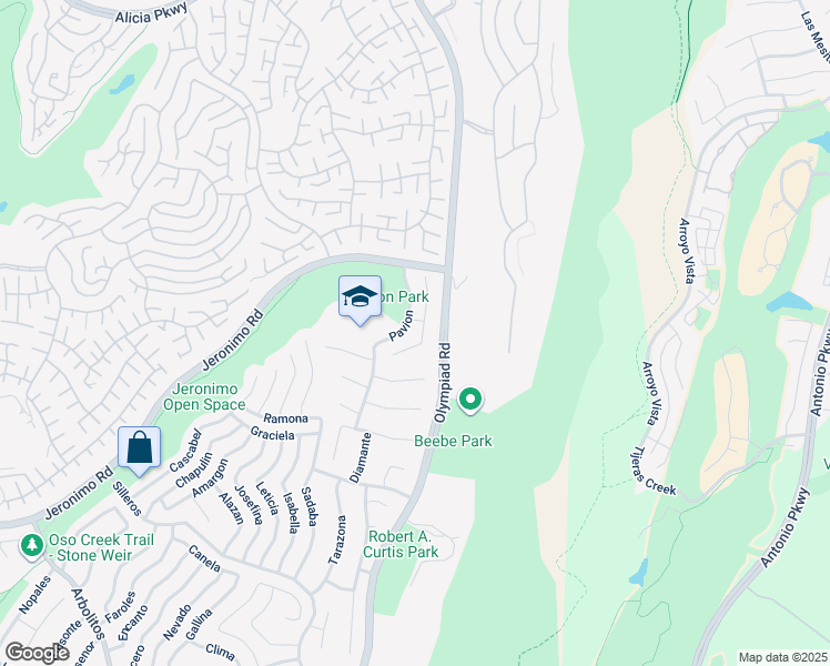 map of restaurants, bars, coffee shops, grocery stores, and more near 24151 Zancon in Mission Viejo