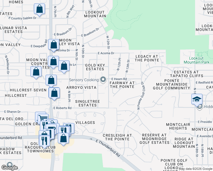 map of restaurants, bars, coffee shops, grocery stores, and more near 1144 East Friess Drive in Phoenix