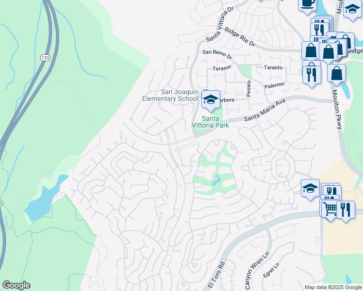 map of restaurants, bars, coffee shops, grocery stores, and more near 24055 Paseo Del Lago in Laguna Woods