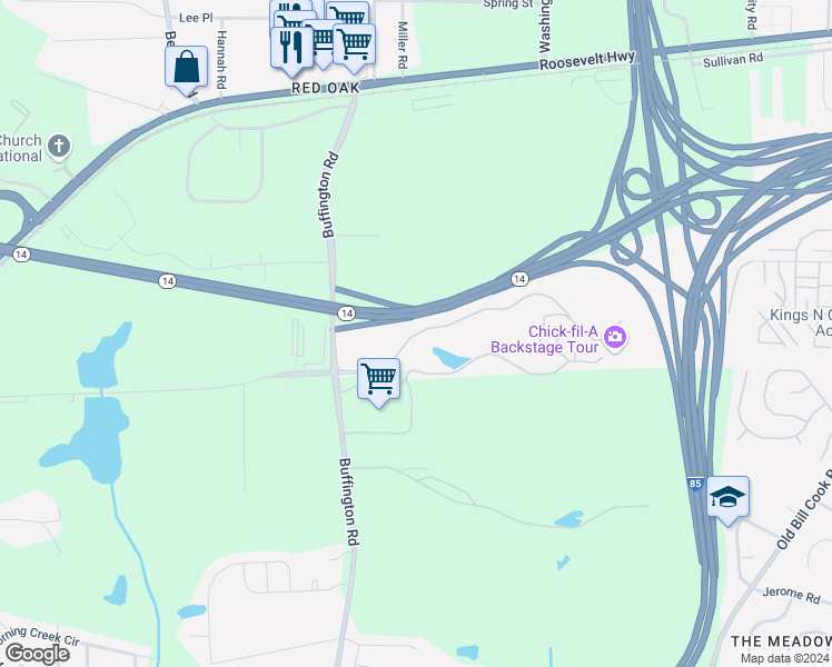map of restaurants, bars, coffee shops, grocery stores, and more near 5610 Orly Terrace in College Park
