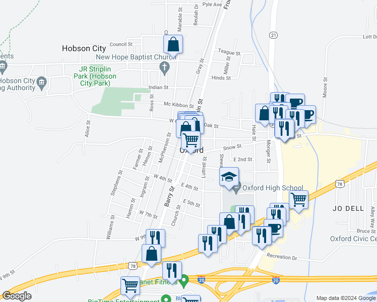 map of restaurants, bars, coffee shops, grocery stores, and more near 2 Snow Street in Oxford