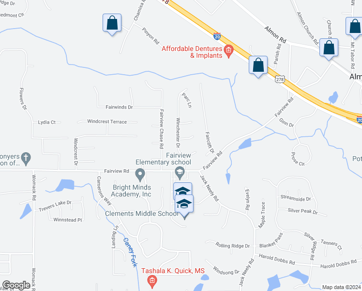 map of restaurants, bars, coffee shops, grocery stores, and more near 70 Winchester Drive in Covington