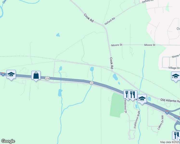 map of restaurants, bars, coffee shops, grocery stores, and more near 50 Tully Road in Covington