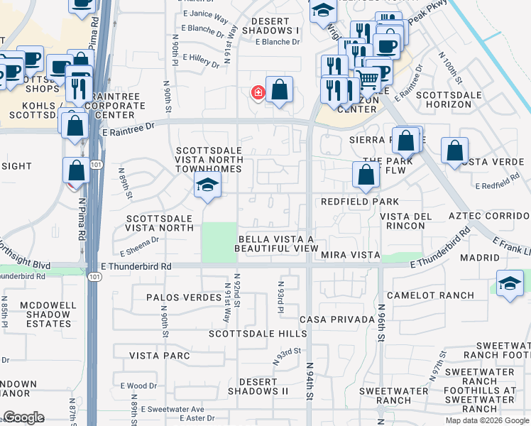 map of restaurants, bars, coffee shops, grocery stores, and more near 14145 North 92nd Street in Scottsdale
