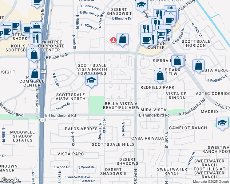 map of restaurants, bars, coffee shops, grocery stores, and more near 14145 North 92nd Street in Scottsdale