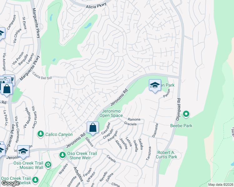 map of restaurants, bars, coffee shops, grocery stores, and more near 28102 Espinoza in Mission Viejo