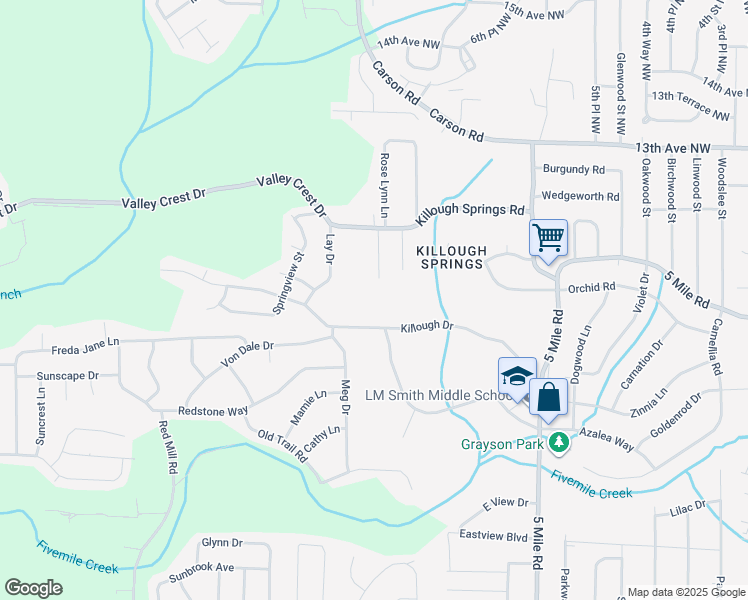 map of restaurants, bars, coffee shops, grocery stores, and more near 217 Killough Drive in Birmingham