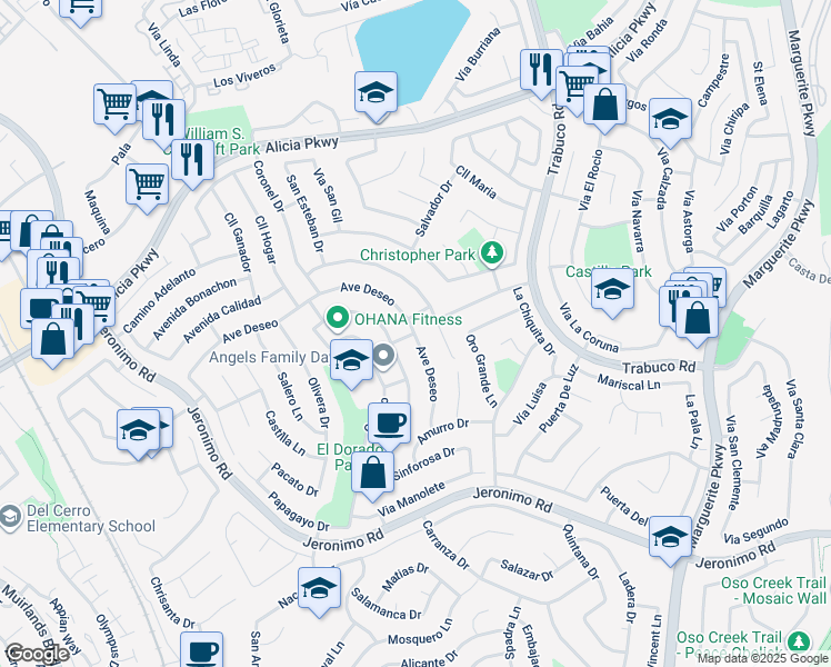 map of restaurants, bars, coffee shops, grocery stores, and more near 26575 Avenue Deseo in Mission Viejo
