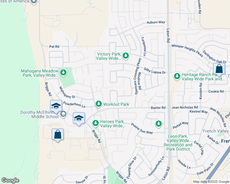 map of restaurants, bars, coffee shops, grocery stores, and more near 34899 Windwood Glen Lane in Murrieta