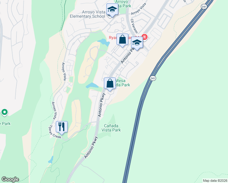 map of restaurants, bars, coffee shops, grocery stores, and more near 2 Vía Lampara in Rancho Santa Margarita