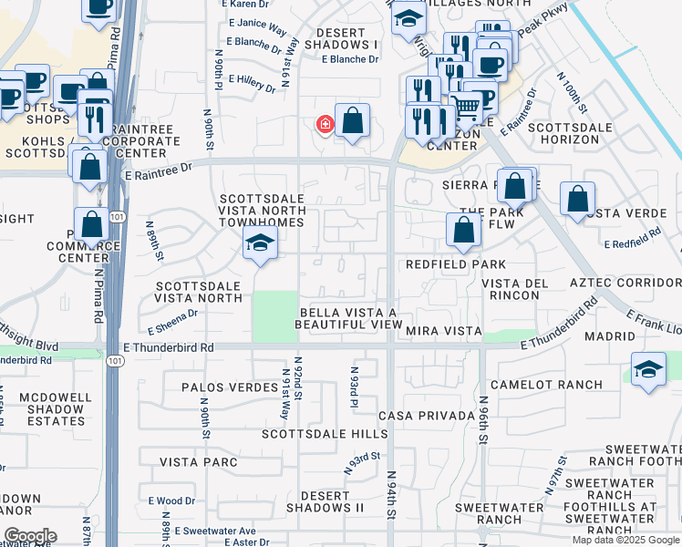map of restaurants, bars, coffee shops, grocery stores, and more near 14145 East Redfield Road in Scottsdale