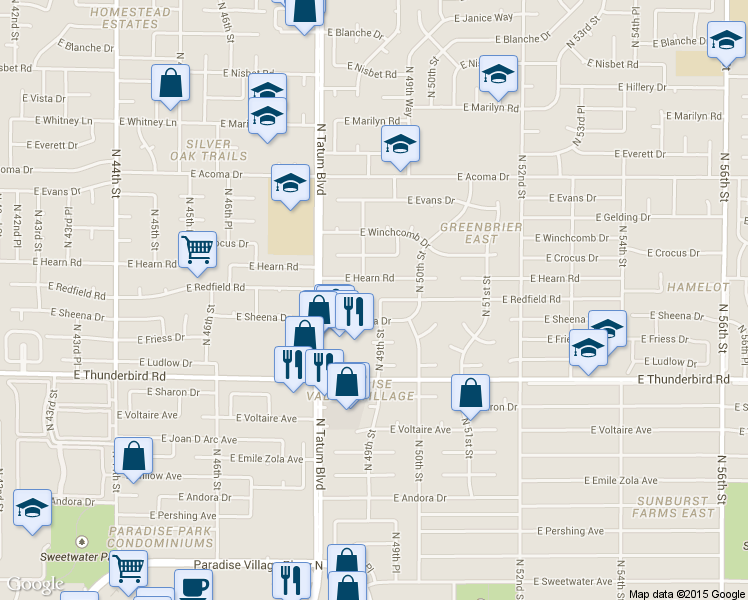 map of restaurants, bars, coffee shops, grocery stores, and more near 4901 East Hearn Road in Scottsdale