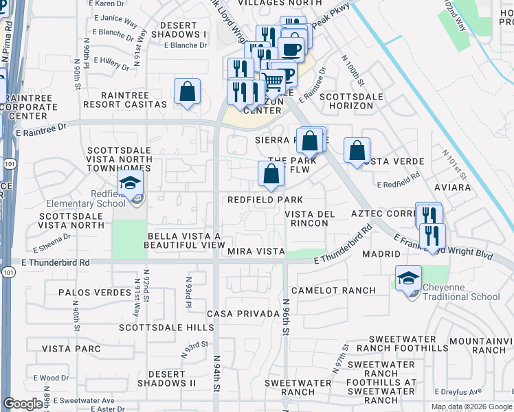 map of restaurants, bars, coffee shops, grocery stores, and more near in Scottsdale