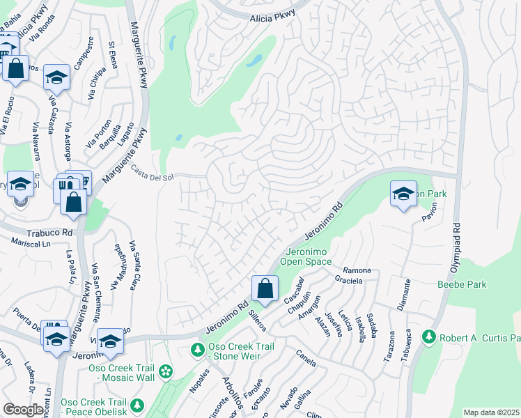 map of restaurants, bars, coffee shops, grocery stores, and more near 27885 Espinoza in Mission Viejo