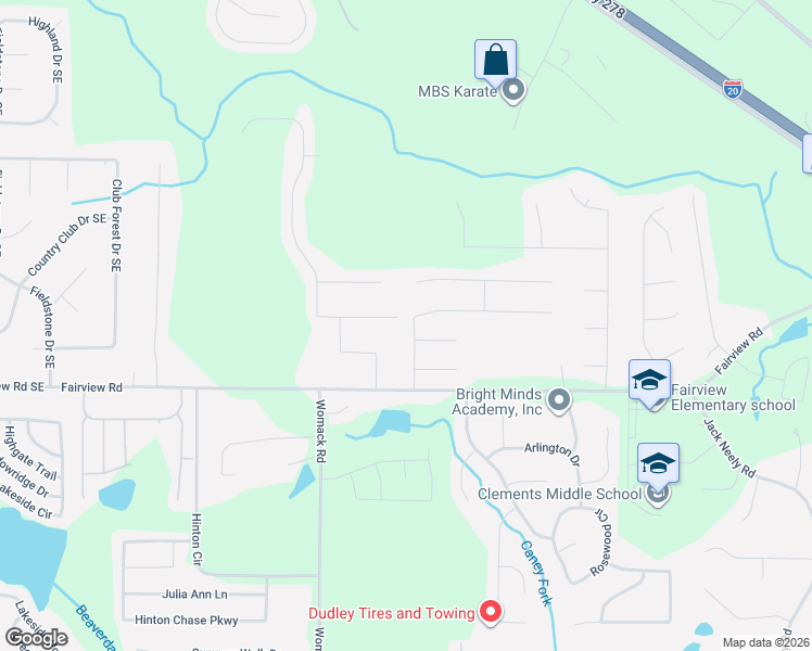 map of restaurants, bars, coffee shops, grocery stores, and more near 27 Windcrest Drive in Covington