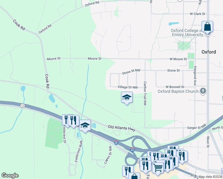 map of restaurants, bars, coffee shops, grocery stores, and more near 9240 Cedar Ridge Drive Northwest in Covington