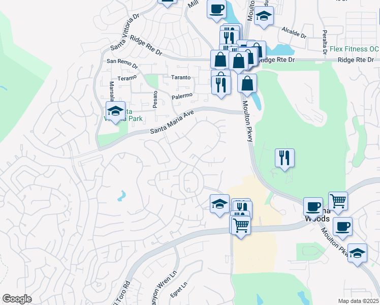map of restaurants, bars, coffee shops, grocery stores, and more near 3063 Via Serena North in Laguna Woods