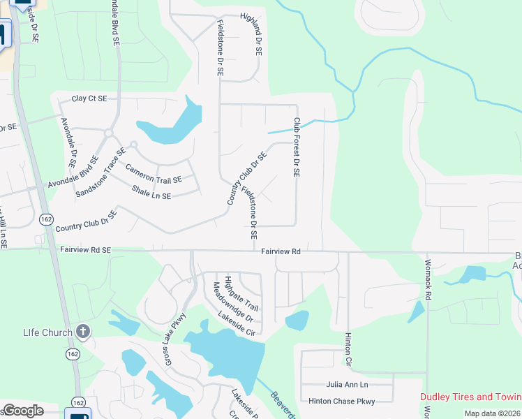 map of restaurants, bars, coffee shops, grocery stores, and more near 2822 Fieldstone Drive Southeast in Conyers