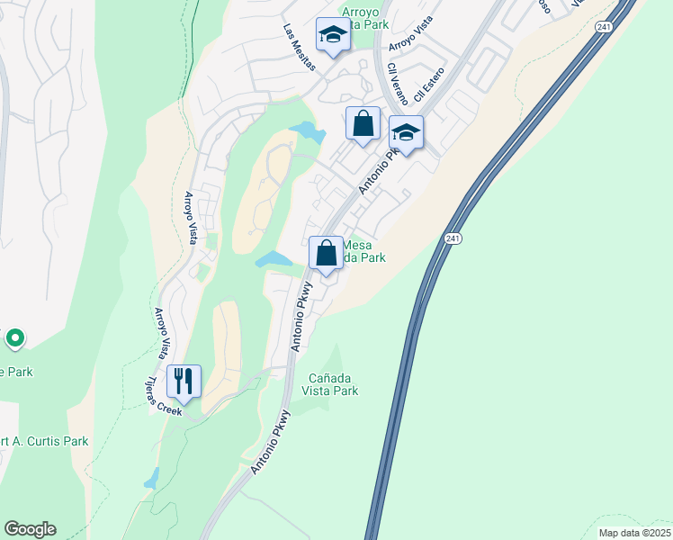 map of restaurants, bars, coffee shops, grocery stores, and more near 10 Vía Lampara in Rancho Santa Margarita