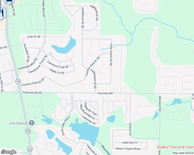 map of restaurants, bars, coffee shops, grocery stores, and more near 2822 Fieldstone Drive Southeast in Conyers