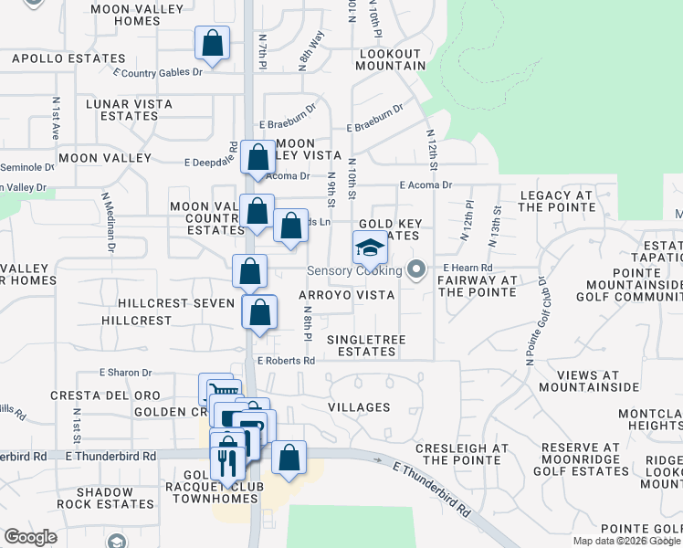map of restaurants, bars, coffee shops, grocery stores, and more near 14201 North 10th Street in Phoenix