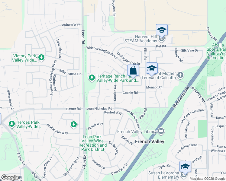 map of restaurants, bars, coffee shops, grocery stores, and more near 34761 Kooden Road in Winchester