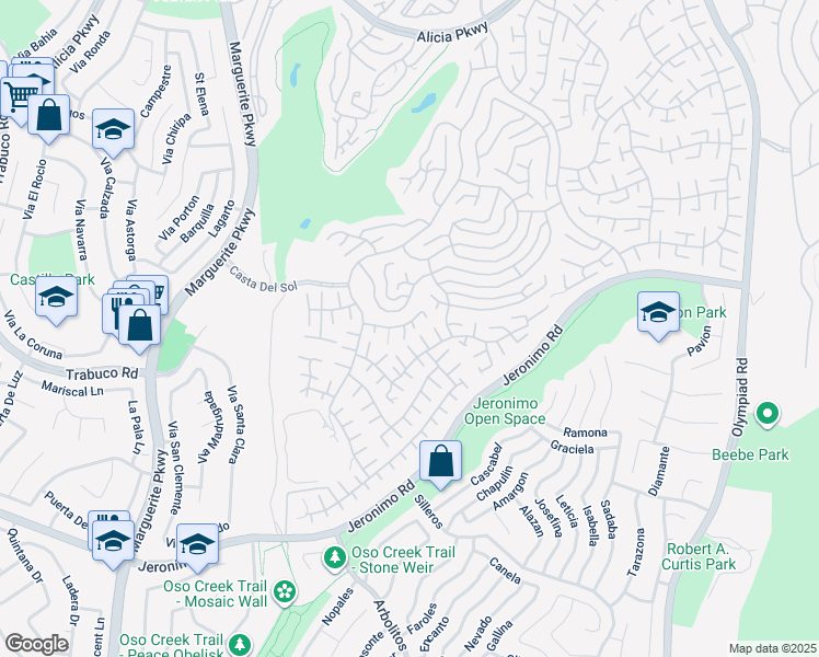 map of restaurants, bars, coffee shops, grocery stores, and more near 27876 Torroba in Mission Viejo