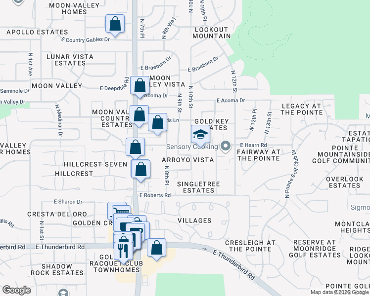 map of restaurants, bars, coffee shops, grocery stores, and more near 14201 North 10th Street in Phoenix
