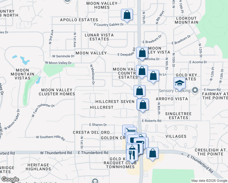 map of restaurants, bars, coffee shops, grocery stores, and more near 14202 North 5th Street in Phoenix