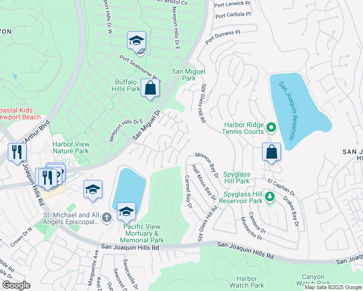 map of restaurants, bars, coffee shops, grocery stores, and more near 2005 Yacht Resolute in Newport Beach