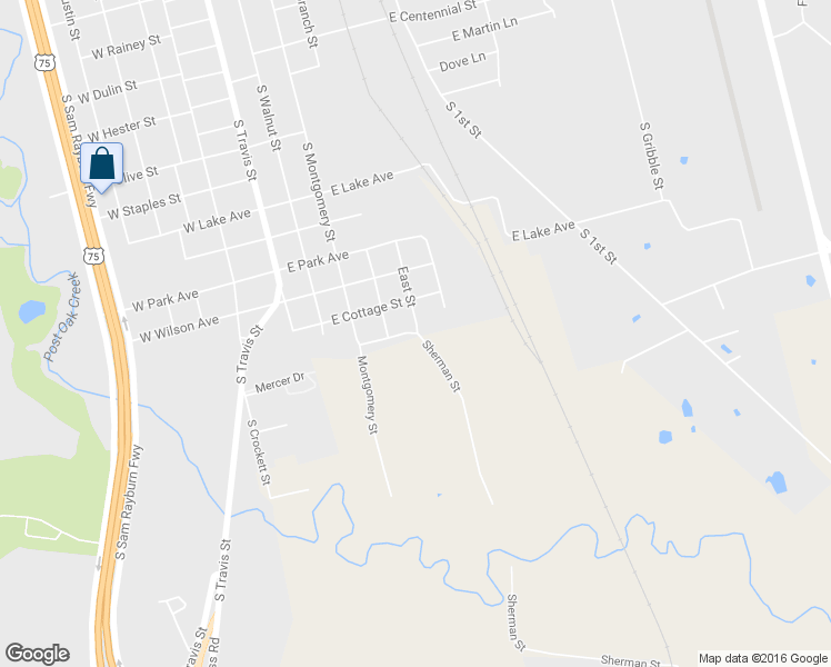 map of restaurants, bars, coffee shops, grocery stores, and more near 822 East Sherman Street in Sherman