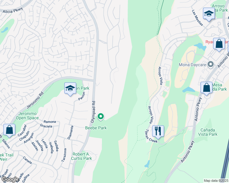 map of restaurants, bars, coffee shops, grocery stores, and more near 23958 Skyline in Mission Viejo